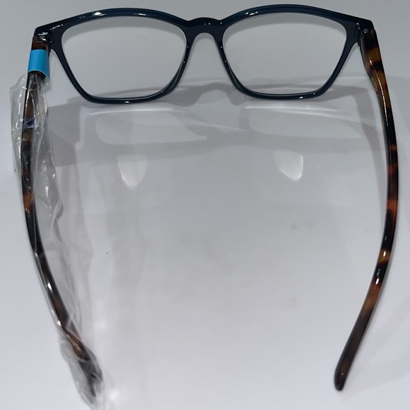 NWT Dark Teal Blue & Brown Tortoise Shell Acrylic Cheater Reading Glasses +2.00 - Picture 3 of 5